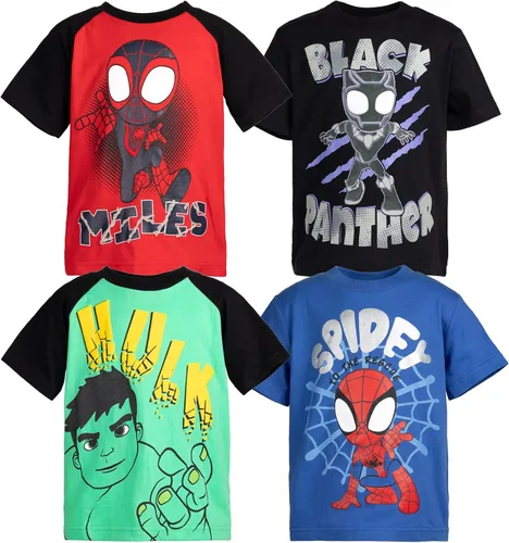 Vista 10 de Marvel Boys' Short Sleeve T-Shirt 4-Pack Toddler to Little Kid Marvel Super Hero Adventures