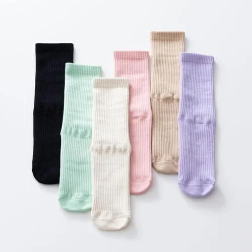 Vista 9 de Calcetines de yoga y pilates con empuñaduras para mujer, antideslizantes, coloridos, teñido anudado, acolchados, calcetines para bailar en barra