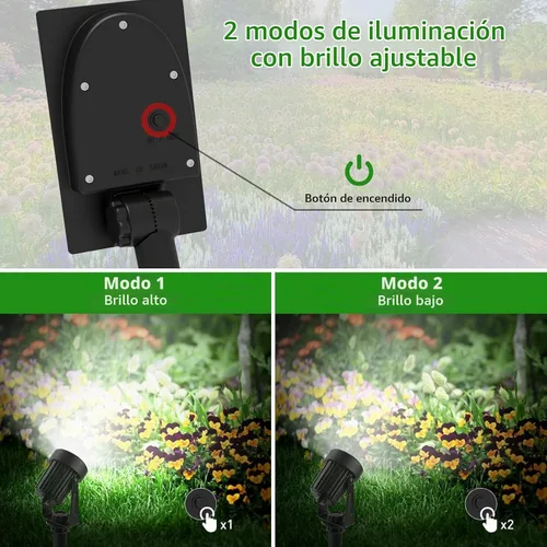 Vista 2 de T-SUNUS Luces Solares de Navidad para Exteriores Blancas 6000K IP65 Impermeables 2 en 1 Reflectores de Paisaje, Cable de 9.8 pies con Panel Separado