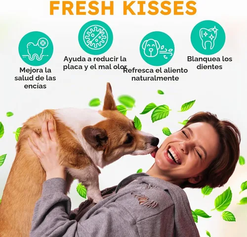 Vista 3 de Polvo de limpieza de dientes de perro, ambientador de aliento de perro + cuidado dental para perros y gatos + removedor de sarro para dientes