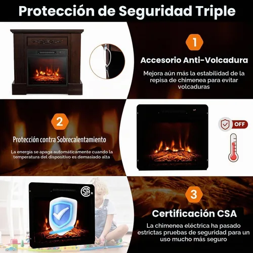 Vista 7 de SIMOE Chimenea eléctrica de 32" con repisa, paquete de chimenea independiente con control remoto y protección contra sobrecalentamiento y llama