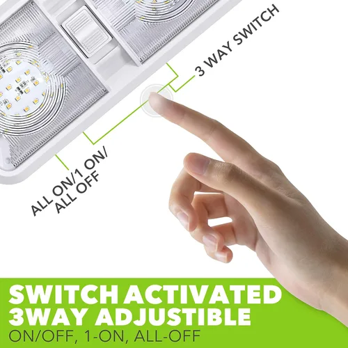 Vista 6 de Aplique de luz LED para techo de RV con doble cúpula y interruptor de encendido/apagado para iluminación interior de coche/RV/remolque/camper/barco