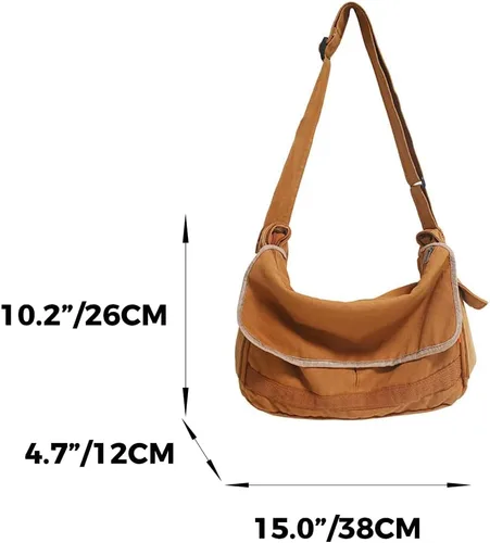 Vista 7 de Bolso de mensajero de lona vintage para hombres y mujeres, bolso cruzado, bolso de hombro, Harajuku Streetwear