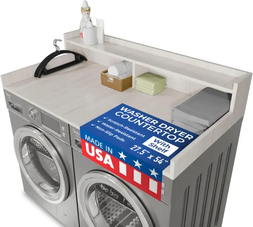 Vista 18 de OfficeSimpli Mesa para Lavadora y Secadora, Fabricado en EE.UU., Almohadillas Antideslizantes, Toallero de Madera para Lavandería, Cubierta