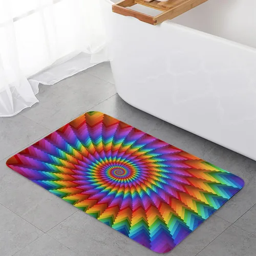 Vista 4 de Tapete para puerta delantera para decoración del hogar, tapete de espuma viscoelástica con forma de hélice de arco iris, tapete de entrada