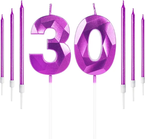 Vista 83 de Vela rosa de cumpleaños número 1 con 6 velas largas, decoraciones de decoración de pastel para fiesta de niña de 1 año, suministros de celebración