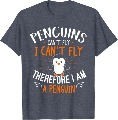 Vista 89 de Penguins Can't Fly Shirt - Camiseta de regalo para amantes de los pingüinos, Azul Azul Marino