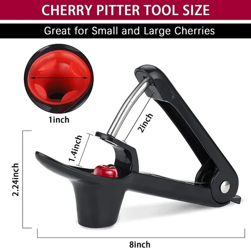 Vista 2 de Cherry Pitter - Herramienta de descorazonador de aceitunas y cerezas de alta resistencia con diseño de bloqueo que ahorra espacio, herramienta