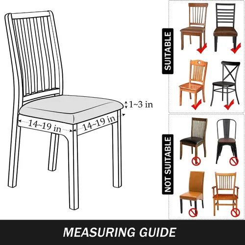 Vista 6 de Fundas de asiento para comedor, funda de terciopelo suave para silla de comedor con correas, fundas de asiento lavables (2, azul)
