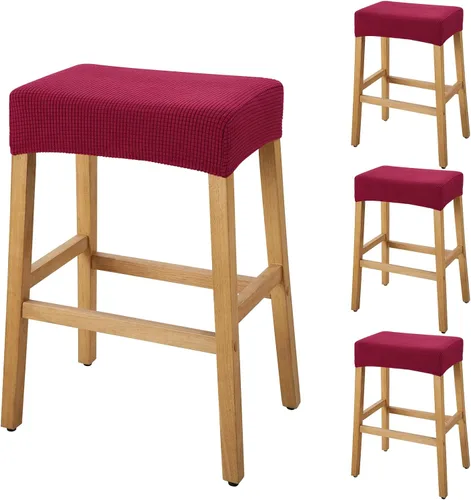 Vista 64 de YISUN Fundas de taburete rectangulares, paquete de 2 fundas elásticas impermeables para asiento de silla de montar, taburetes de bar, sillas de bar