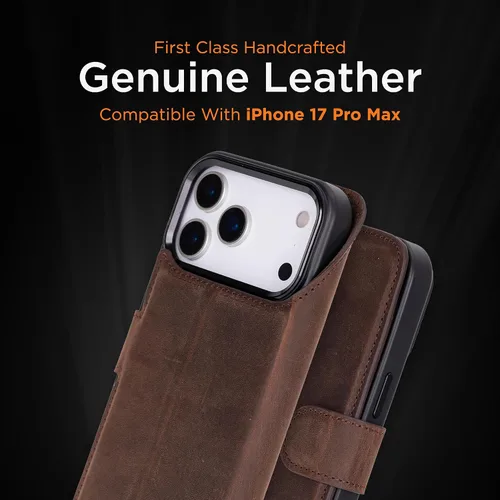 Vista 116 de Bayelon Funda tipo cartera para iPhone 15 Pro, cartera de cuero de grano completo, funda magnética desmontable, tarjetero, funda tipo cartera