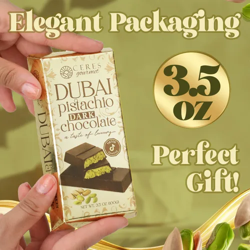 Vista 6 de Ceres Gourmet Barra de chocolate oscuro Dubai Pistachio Knafeh 3.5 oz