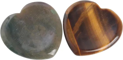 Vista 11 de 2 piedras de corazón preocupadas por la ansiedad, bolsillo en la palma del pulgar, meditación de energía positiva, cristal curativo de chakras, 7