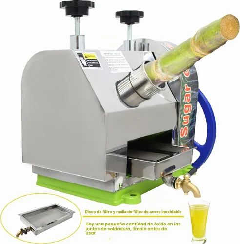 Vista 3 de Exprimidor de caña de azúcar, extractor manual de jugo de caña de azúcar, entrada de 2.4 pulgadas, 330 lbs/h, salida de tres rodillos, exprimidor