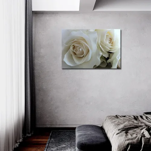 Vista 2 de First Wall Art - Enormes rosas en blanco puro arte de la pared pintura imágenes impresas en lienzo flor la imagen para decoración moderna del hogar