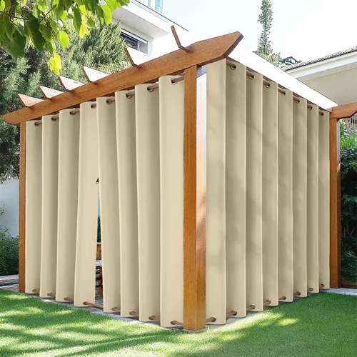 Vista 16 de HDCAXKJ Cortinas impermeables para exteriores para patio con cremallera superior e inferior, cortinas térmicas de privacidad con ojales, 2 paneles