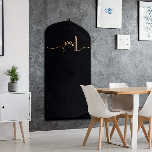 Vista 2 de TAKVA EasiClean™ Tapete de oración para interiores Colección Kaaba (ComfitPlus, Kaaba Negro) Alfombra acolchada de espuma viscoelástica