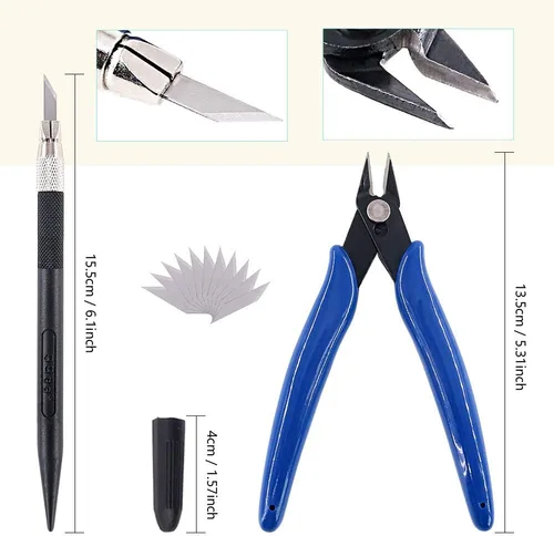 Vista 3 de Swpeet 24 piezas compatibles con Gundam Modeler Herramientas básicas con contenedor de plástico, kit profesional compatible con Gundam