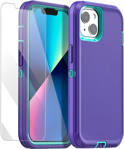Vista 13 de AICase para iPhone 13/iPhone 14 con funda con clip para cinturón, protector de pantalla, funda protectora resistente de grado militar, protección