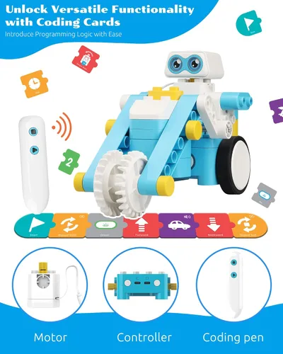 Vista 3 de WhalesBot B3 Pro Kit de Robot de Programación 24-en-1 STEM Juguetes para Niños 4+, Lápiz Inteligente Avanzado y Tarjetas de Programación, Juguetes