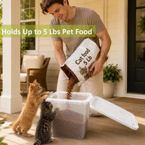 Vista 2 de Contenedor hermético de almacenamiento de alimentos para perros y gatos de Blanco brillante