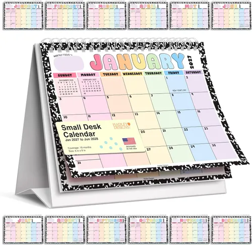Vista 15 de Small Desk Calendar 2027 Standing Flip - 2027 Desk Calendar Small 2027-2028 Colorful Pastel
