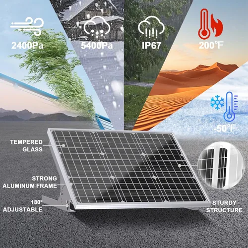 Vista 3 de SOLPERK Kit de Panel Solar de 50W/12V, Cargador de Goteo Mantenedor de Batería Solar + Controlador Impermeable + Soporte de Montaje Ajustable