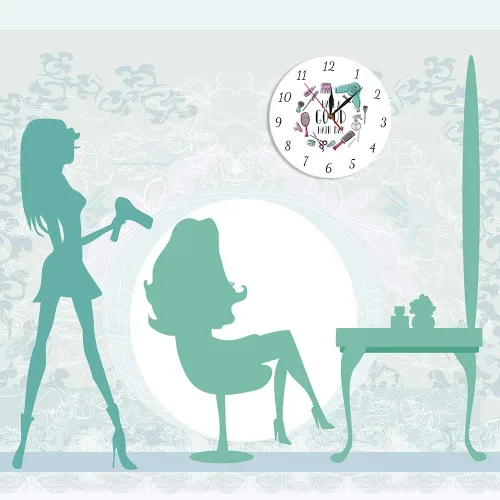 Vista 5 de The Geeky Days Have A Good Hair Day Reloj de pared de cuarzo mudo moderno Peluquería Peluquería Peluquería Decoración de pared Peluquería Belleza
