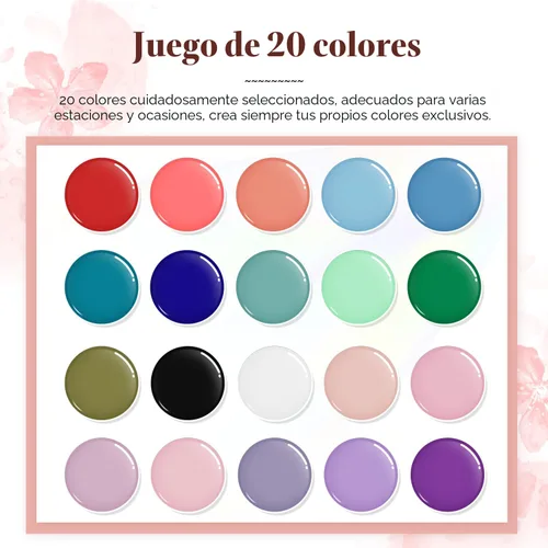 Vista 3 de JODSONE Juego de 23 esmaltes de uñas de gel con base, capa superior brillante y mate, multicolor, de larga duración, adecuado para todas