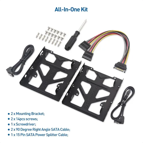 Vista 6 de Cable Matters Paquete de 2 adaptadores de disco duro de 2.5 a 3.5 para SSD Kit de soporte de montaje dual SSD, adaptador 3.5 a 2.5, incluye