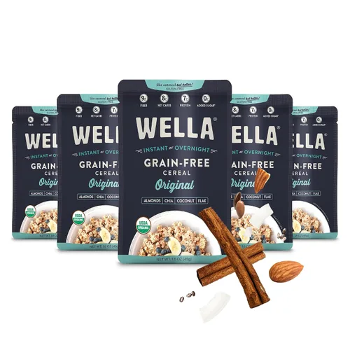 Vista 6 de Wella Cereal de Avena Alternativa, Cereal Caliente para el Desayuno Sin Gluten, Sin Granos Paleo Orgánico Vegano Alto en Proteínas Superalimento a
