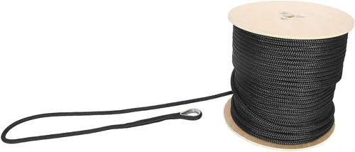 Vista 4 de [Usado] NovelBee - Línea de anclaje de nailon con dedal (1/2 pulgada x 600 pies) (negro) 1/2 Inch Anchor Rope 600 Feet,Black Boat Anchor