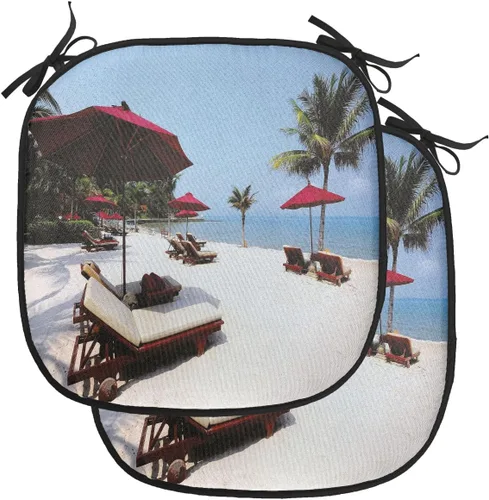 Vista 181 de Lunarable Cojín para silla costera, diván del desierto, descanso solitario, vacaciones, tropical, resort playa, ocio, asiento acolchado para cocina
