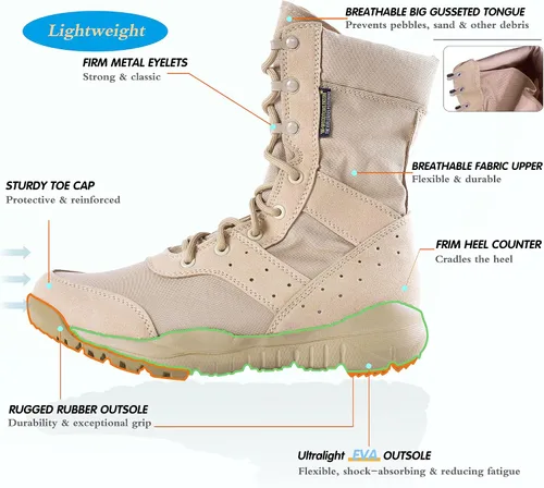 Vista 4 de Men's LD Lightweight Combat Boots MicrofiberSuede Leather Military Tactical Boots