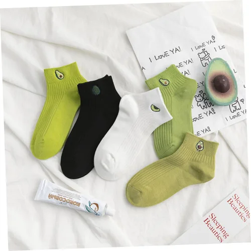 Vista 4 de USHOBE 4 Pairs Fashion Short Socks Lip Gloss for Girls Womens Socks Hosiery Girl Socks Short Ankle Socks Women