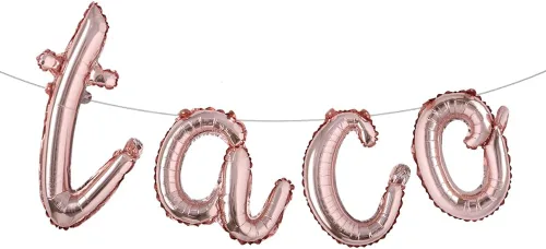 Vista 17 de Fiesta Party Balloons Supplies Taco Balloons Mexican Cinco De Mayo Party Decorations Mylar Foil Balloons Fiesta Party Decorations (L TACO Gold)