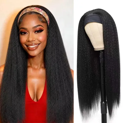 Vista 10 de Peluca con Diadema de Cabello Virgen Rubio Degradado con Ondas Profundas, Pelucas de Cabello Virgen de 8 Pulgadas, Sin Encaje Frontal para Mujeres