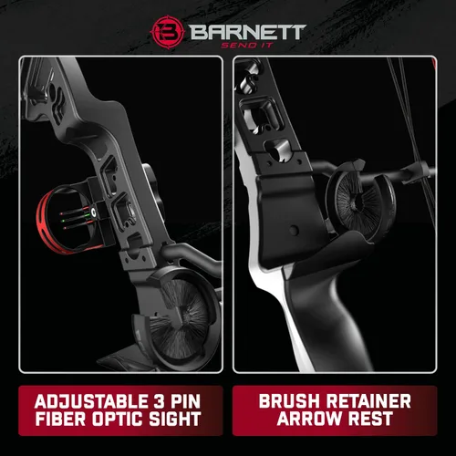 Vista 8 de Barnett Vortex Lite Youth Bow - 22-25in Draw Length, 18-29lb Hunting Compound Bow, Adjustable 60-70% Let Off, 3 Pin Fiber Optic Sight, Brush