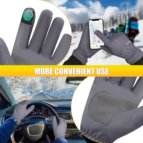 Vista 4 de ihuan Guantes de invierno 2023, impermeables, resistentes al viento, para hombres y mujeres, guantes cálidos para clima frío, dedos de pantalla
