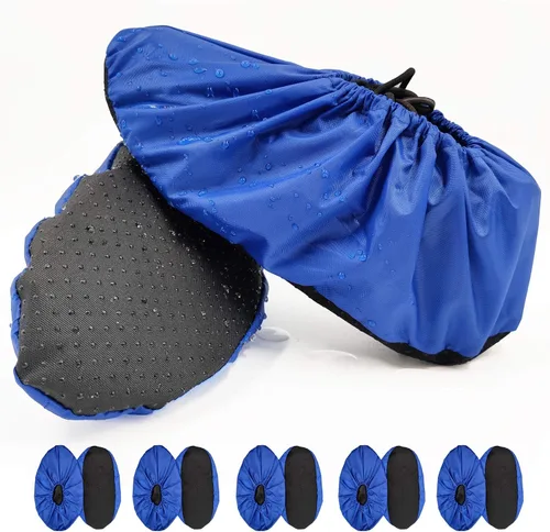 Vista 13 de 5 pares de cubiertas impermeables antideslizantes lavables reutilizables para botas, protectores para zapatos de interior (XL, fucsia)