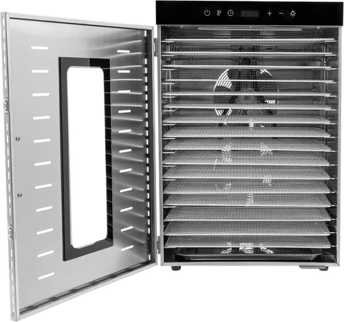 Vista 5 de Deshidratador de alimentos de 16 bandejas de acero inoxidable, máquina secadora de alimentos comerciales para carne seca, carne, frutas, hierbas