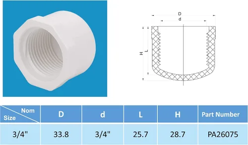 Vista 6 de Rainbow Dream Adaptador de enchufe hembra de PVC de 3/4 pulgadas - 10 paquetes, blanco