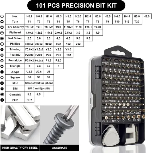Vista 3 de Juego de destornilladores de precisión, kit de herramientas de reparación electrónica, brocas micro magnéticas para iPhone, computadora, laptop