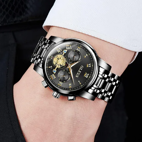 Vista 5 de OLEVS Mens Watches Fashion Casual Analog Quartz Watch Waterproof Dress Wrist Watches with Stainless Steel Band Day Window for Men