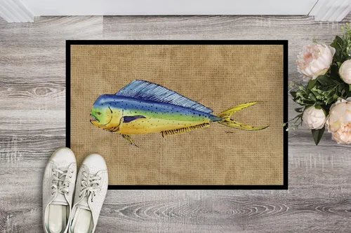 Vista 2 de Caroline's Treasures 8810MAT Dolphin Mahi Mahi - Felpudo de 18 x 27 pulgadas, para interiores y exteriores, para entrada, antideslizante, lavable
