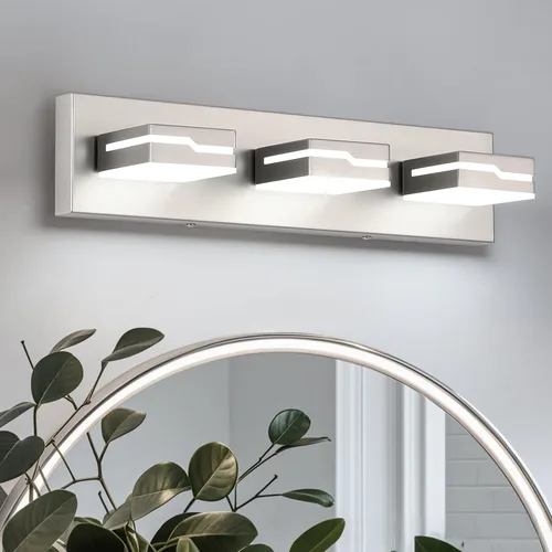 Vista 13 de 4 lámparas de acrílico para baño, moderna lámpara negra para tocador de baño, accesorios de iluminación de pared negro mate sobre el espejo, luz LED