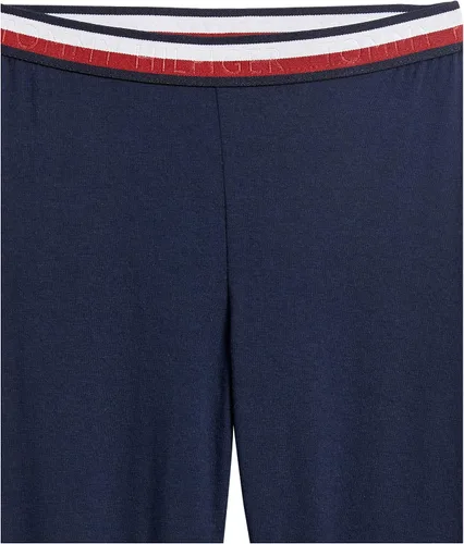 Vista 3 de Tommy Hilfiger Leggings elásticos de jersey para niñas, pantalones de longitud completa con logotipo clásico