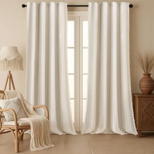 Vista 55 de Cortinas opacas estilo bohemio verde salvia de 96 pulgadas, 2