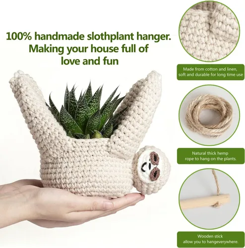Vista 4 de Regalos de Perezoso Colgador de Plantas de Perezoso para Maceta de Suculentas Planta Colgante para Amantes de las Plantas Decoración del Hogar
