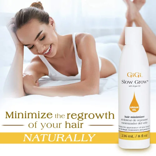 Vista 2 de Loción de crecimiento lento Gigi con aceite de argán, 8 oz Inhibidor del crecimiento